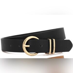 Elegant Black Belt with Gold Buckle